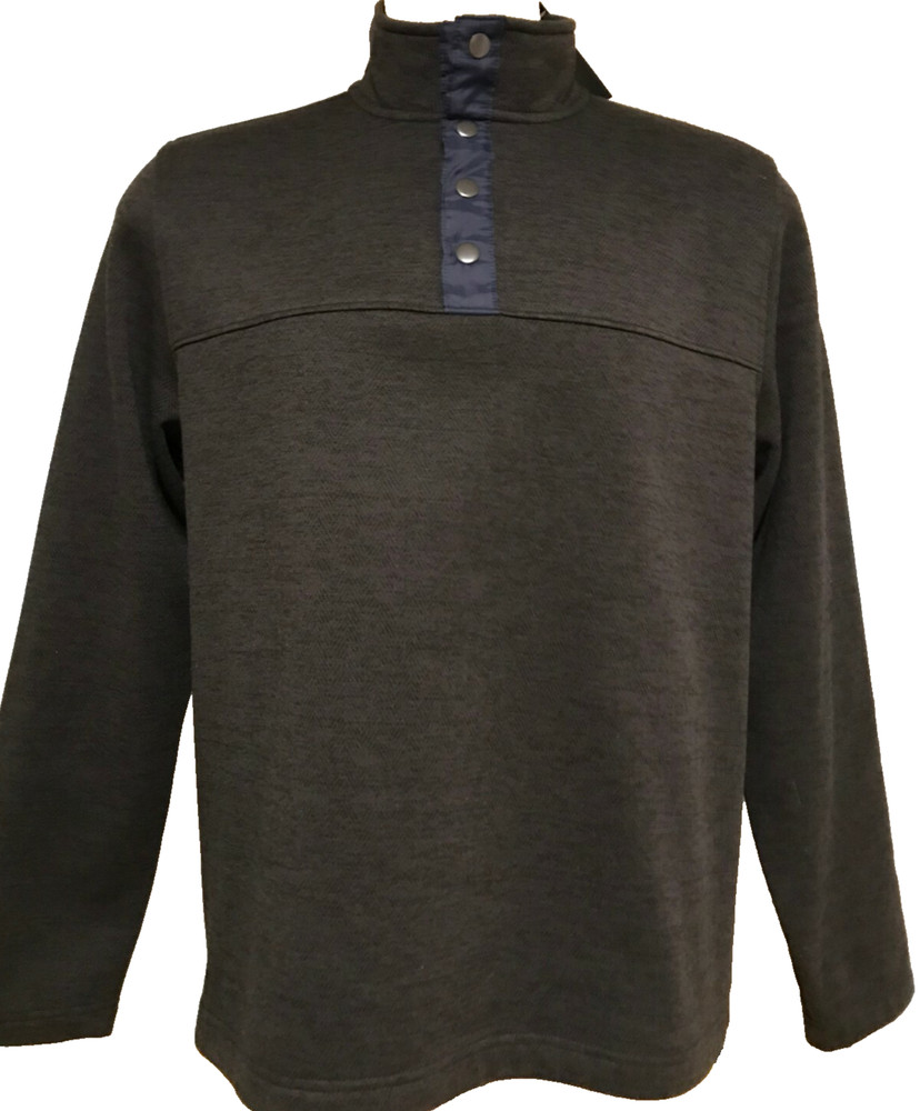 New Izod Men’s Pullover Sweatshirt Medium Black Soft Material Snap