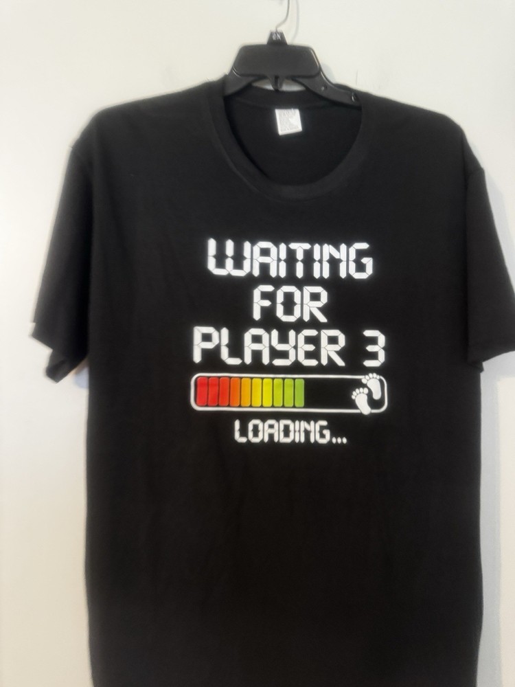 Waiting for Player 3 Dad Mom Maternity Couple shirts Gamer Parents Tshirt
