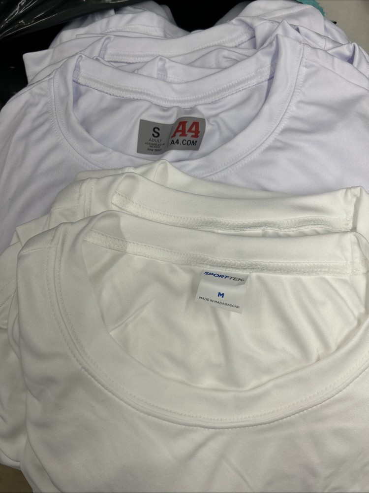 21 White Polyester Performance Tees Tshirts Adult Mixed Lot A4 Sport-Tek Paragon