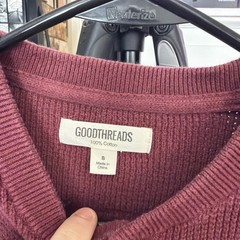 Goodthreads Waffle Knit Henley Long Sleeve Cotton – Red (Small)
