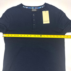 Scotch & Soda Shirt Mens Small Blue Long Sleeve Henley Free Thinkers Organic Tee
