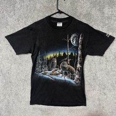 Vintage 90s Gardner Shirt Medium Black Wolves Moon Black Hills South Dakota Tee
