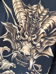 Hand Painted Dragon T-Shirt Bleach Art Unique Handmade Size L