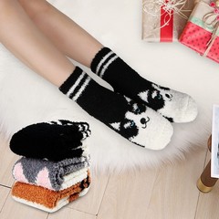 Fuzzy Slipper Socks for Women Cute Dog Fluffy Thick Warm Winter Socks Girls K…