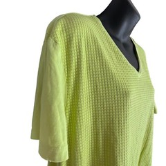 Vintage 1990s Hip Hop CK1 V-Neck Short Sleeve Shirt Square Green Neon Men L