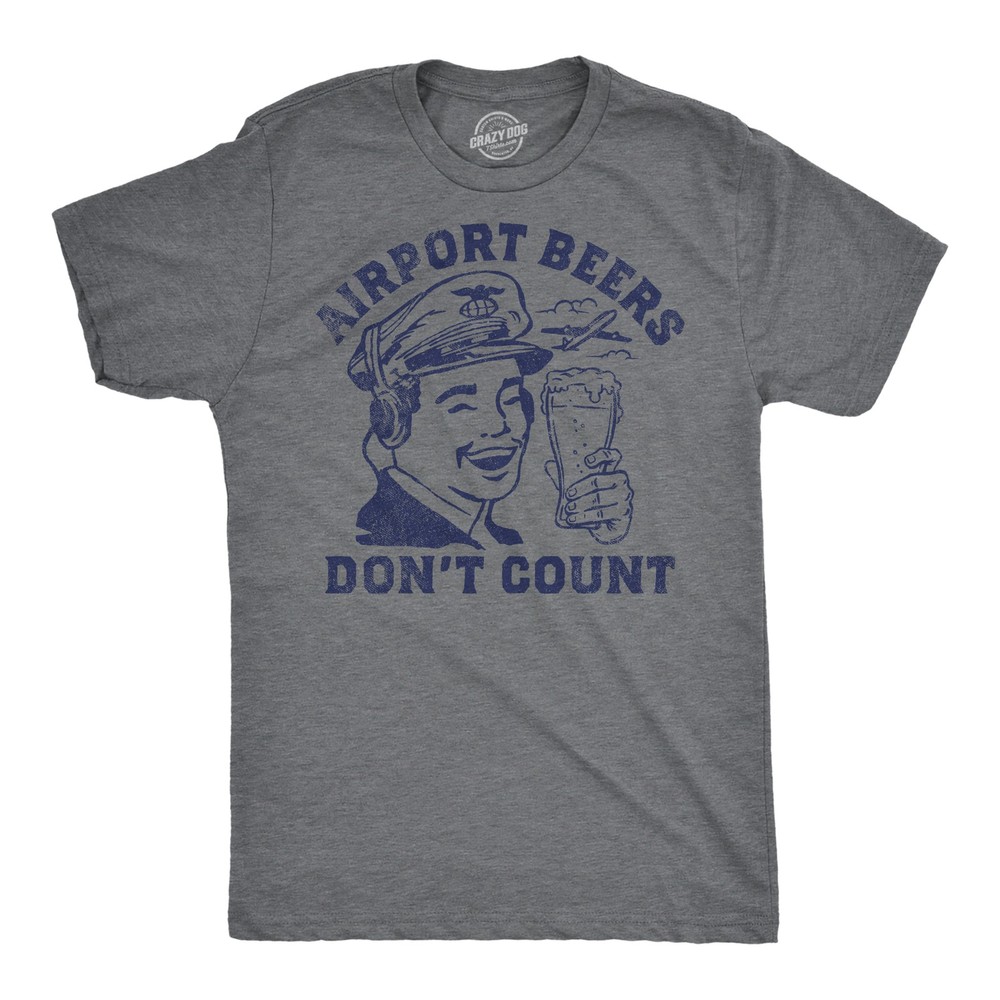 Mens Funny T Shirts Airport Beers Dont Count Sarcastic Drinking Tee for Men