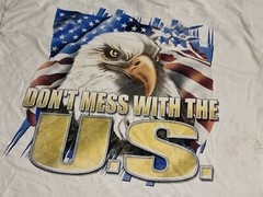 Vintage Faded Graphic T-Shirt American Flag Bald Eagle Patriotic Blue Angels XL