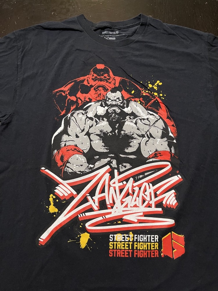 Street Fighter Zangief Nerds Clothing Brand Graphic T-Shirt, Black, Size: Large