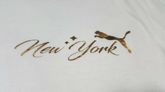 Puma Rare Mens New York City Sports Tee Puma white Gold Size Medium