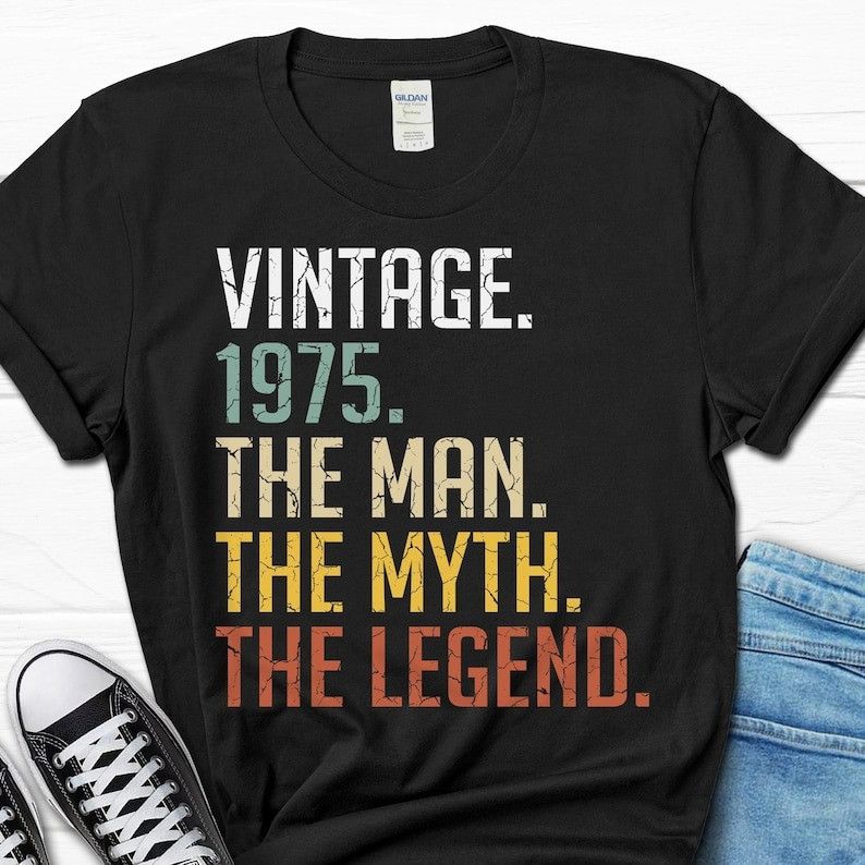 50th Birthday Gift for Men, 50th Birthday Men�s Shirt, Born in 1975 Tee, 50