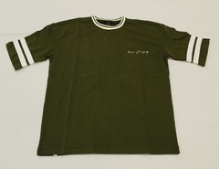 New Look Men’s Round Neck Striped Short Sleeve Sweatshirt JB9 Green Size XS NWT