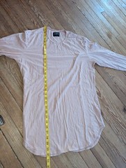Cuts Clothing Elongated Long Sleeve T Shirt Mens Size L Coral Pink Cotton Blend
