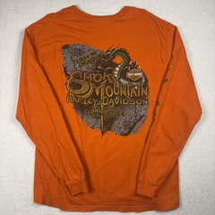 Harley Davidson I RODE THE DRAGON L Smoky Mtn Long Sleeve Y2K Orange Rare US129