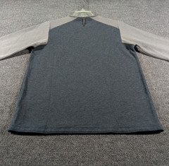 LL Bean Shirt Mens Medium Gray Blue Crew Wool Blend Fleece Lined Long Sleeve