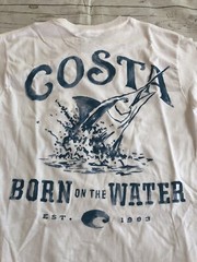 Costa Del Mar Costa Baja Long Sleeve T-Shirt, White , Small Born On The Water