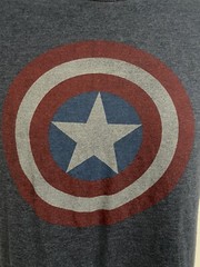 Captain America Marvel Comics Blue Graphic T-Shirt Medium Stretch 50/50 Cotton