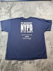 Vintage NYPD 9-11 Shirt Mens 2XL Memorial Navy Blue Double Sided Graphic 00s