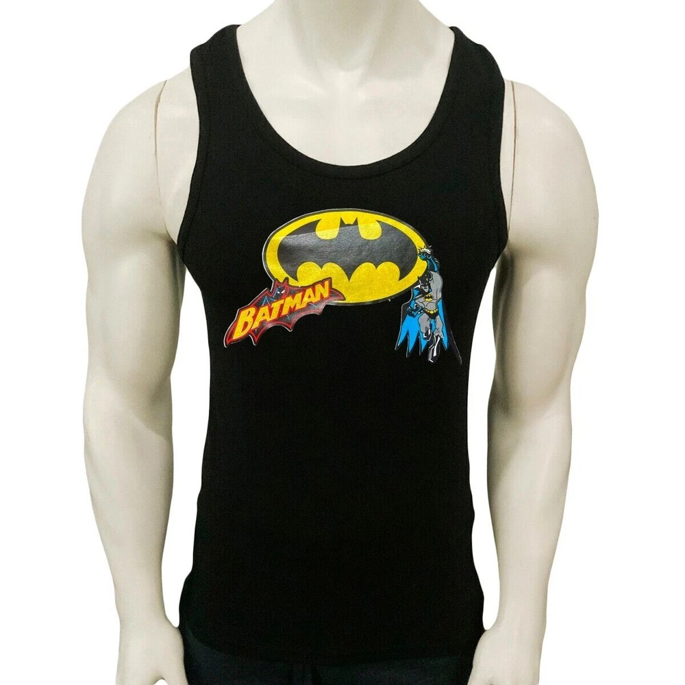 NWT BATMAN CLASSIC LOGO RETRO SUPERHERO COMICS MEN’S SLEEVELESS TANK TOP
