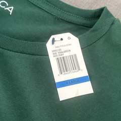 Nautica Men’s Green Crew Neck Short Sleeve Cotton Knit Solid Logo T-Shirt XL
