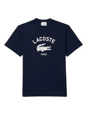 Lacoste Unisex Classic Fit Logo Print T-Shirt in Navy Blue TH2733-51 166