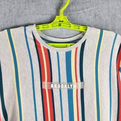 Vox Populi Brooklyn Shirt Mens L Multicolor Stripe Graphic Tee Jersey Knit