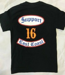 SUPPORT 16 PAGAN’S MC MOTORCYCLE CLUB EAST COAST ROCKER T SHIRT LARGE