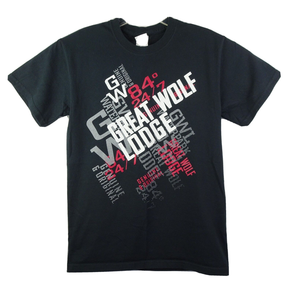 Great Wolf Lodge T-Shirt Black Size S Gildan 100% Cotton GWL