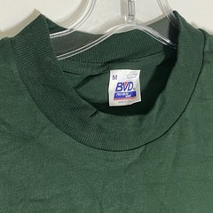 Vintage BVD T-Shirt Mens Medium Green Blank Single-Stitch USA Grunge Punk Pocket