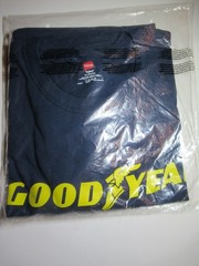 XL Vintage Goodyear Hanes Tagless New Navy T Shirt Yellow Winged Logo Cotton