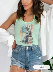 Statue of Liberty Crying Tank Top USA Patriotic American