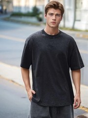 Men Vintage T Shirt 230g Heavy Cotton Faded Color Short Sleeve Oversized Loose