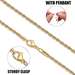 18K Gold Plated Necklace for Men, 2.5mm Mens Chain Necklace, 18K Gold Plated …