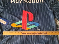 PLAYSTATION Kanji Logo Short Sleeve Blue Jersey Unisex NWT Size SMALL 34-36