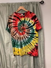 Tie-Dye Spiral Multicolor Cotton Crew Neck Short Sleeve T-Shirt Men XL