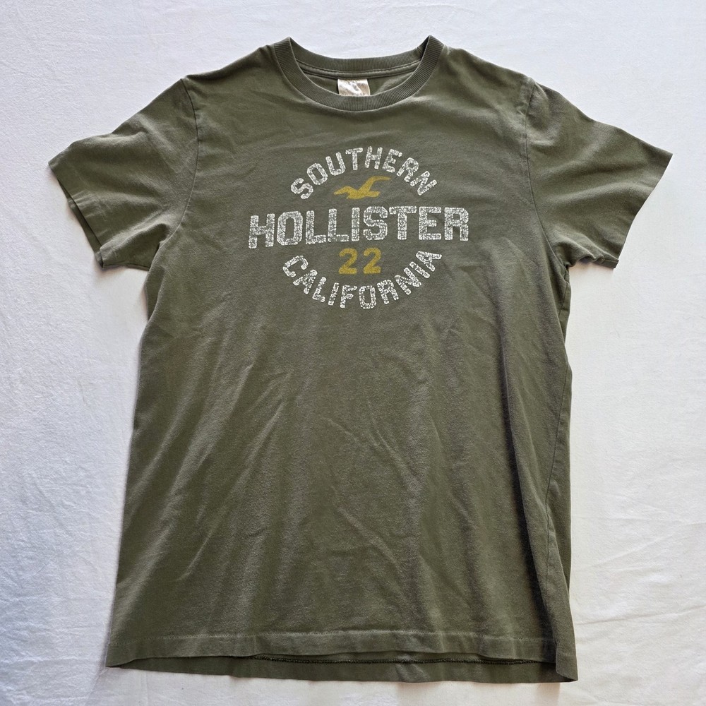 Hollister T Shirt Mens Sz L Vtg Y2K Preppy Surfer Skater Varsity Spellout Tee