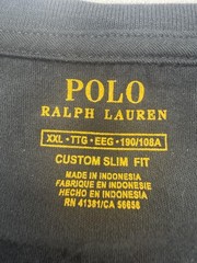 Polo Ralph Lauren Shirt Mens 2XL Black Custom Slim Fit Red Pony Logo Tee