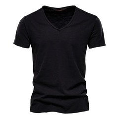 Camiseta Hombre Manga Corta Color Sólido Casual Verano Slim Fit Básica