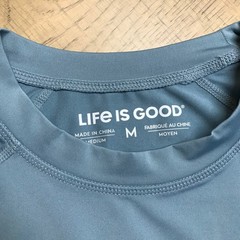 Life is Good Yacht Shirt Mens Size M Blue Long Sleeve Tee Boat Performance UPF50