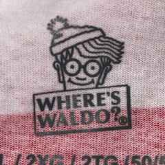Where’s Waldo Tee Unisex 2XL Red White Striped Graphic Shirt Geekcore Novelty