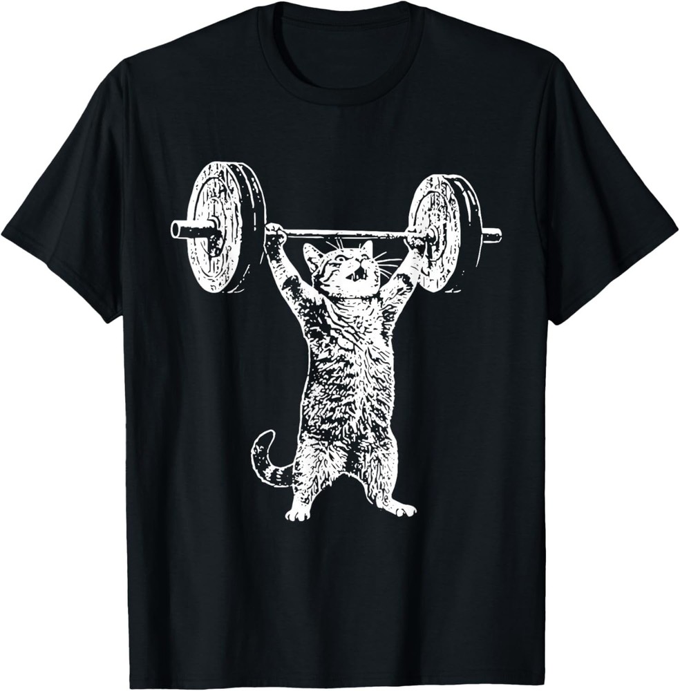 Vintage Retro Weight Lifting Gym Cat Deadlift Funny Gift Unisex T-Shirt