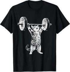 Vintage Retro Weight Lifting Gym Cat Deadlift Funny Gift Unisex T-Shirt