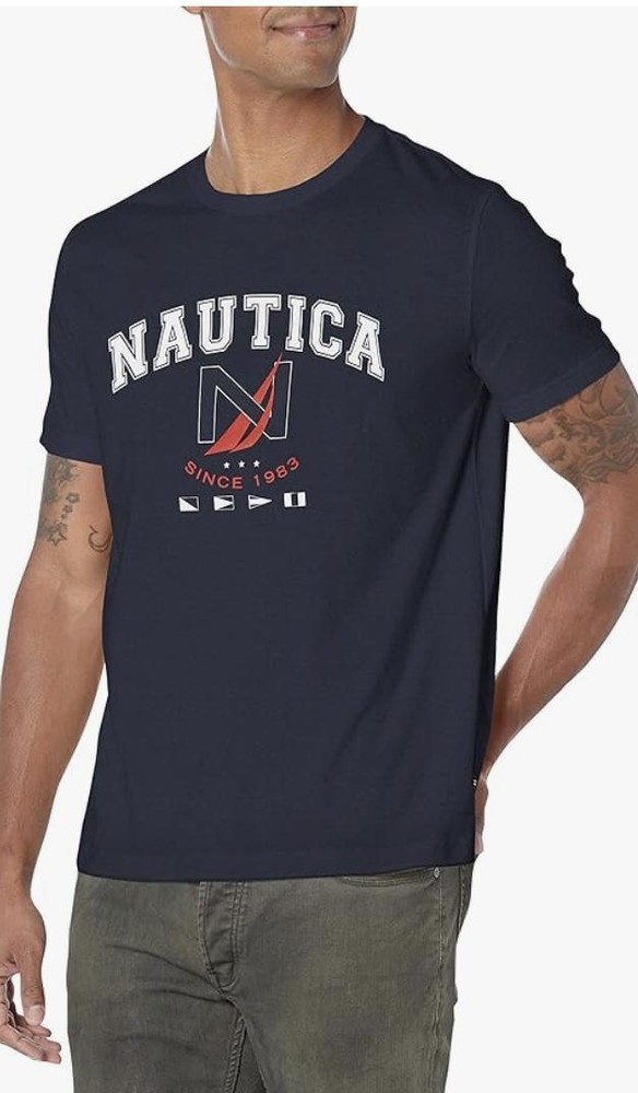 Nautica Men’s Sustainably Crafted Logo Graphic T-Shirt, Navy/Navy, XX-Large