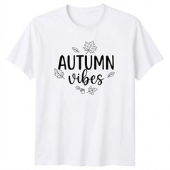 Autumn Vibes Fall Season Leaves Acorn Typography T-shirt