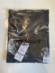 Triumph Motorcycles Newlyn T Shirt Mens 2XL Jet Black Cotton Back Print Pocket
