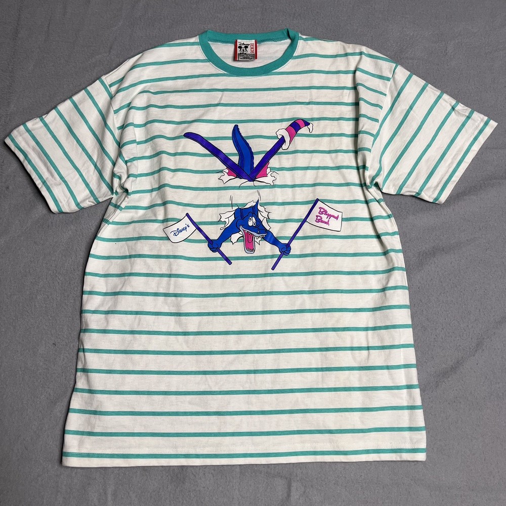 RARE Vintage 90s WDW Disney Blizzard Beach Ice Gator Striped Graphic T-Shirt M