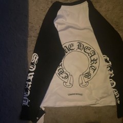 Chrome Hearts Raglan Long Sleeve Graphic Tee White/Black Cotton Jersey Men M