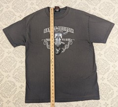 Y2K Harley Davidson Mens L T-Shirt Gray Eagle Skull Flames Faded Patriotic