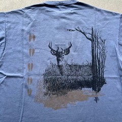 Vintage 90s Deer Shirt Size XXL Blue JPP Nature Outdoor Buck Henley Art Woods