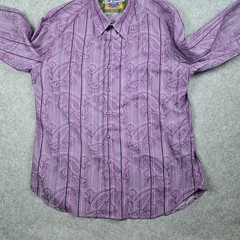 Robert Graham Button Up Shirt Mens 2XL Purple Paisley Floral Flip Cuff Preppy