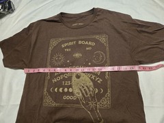 Loot Fright Spirit Board Ouija Brown Graphic Tee Mystic Hand Planchette Sz L